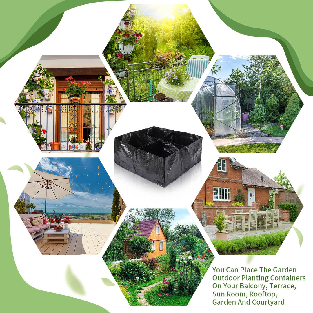 6 Pcs 24 Gallon Fabric Raised Garden Bed Breathable Planting Container Grow Bag 2 x 2 ft Grow Planting Bags with 4 Divided Square Raised Garden Planter Grow Pot for Gardening Flower Vegetable Retail $24.99