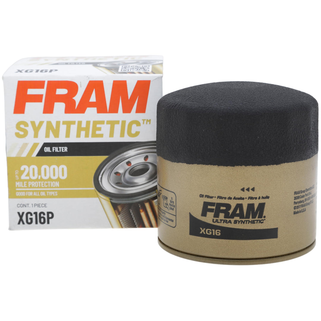 FRAM Synthetic XG16P 20K Mile Change Automotive Replacement Engine Oil Filter for Synthetic Oil Changes, Premium Vehicle Engine Protection Oil Filter for Select Vehicle Model Years Retail $8.97