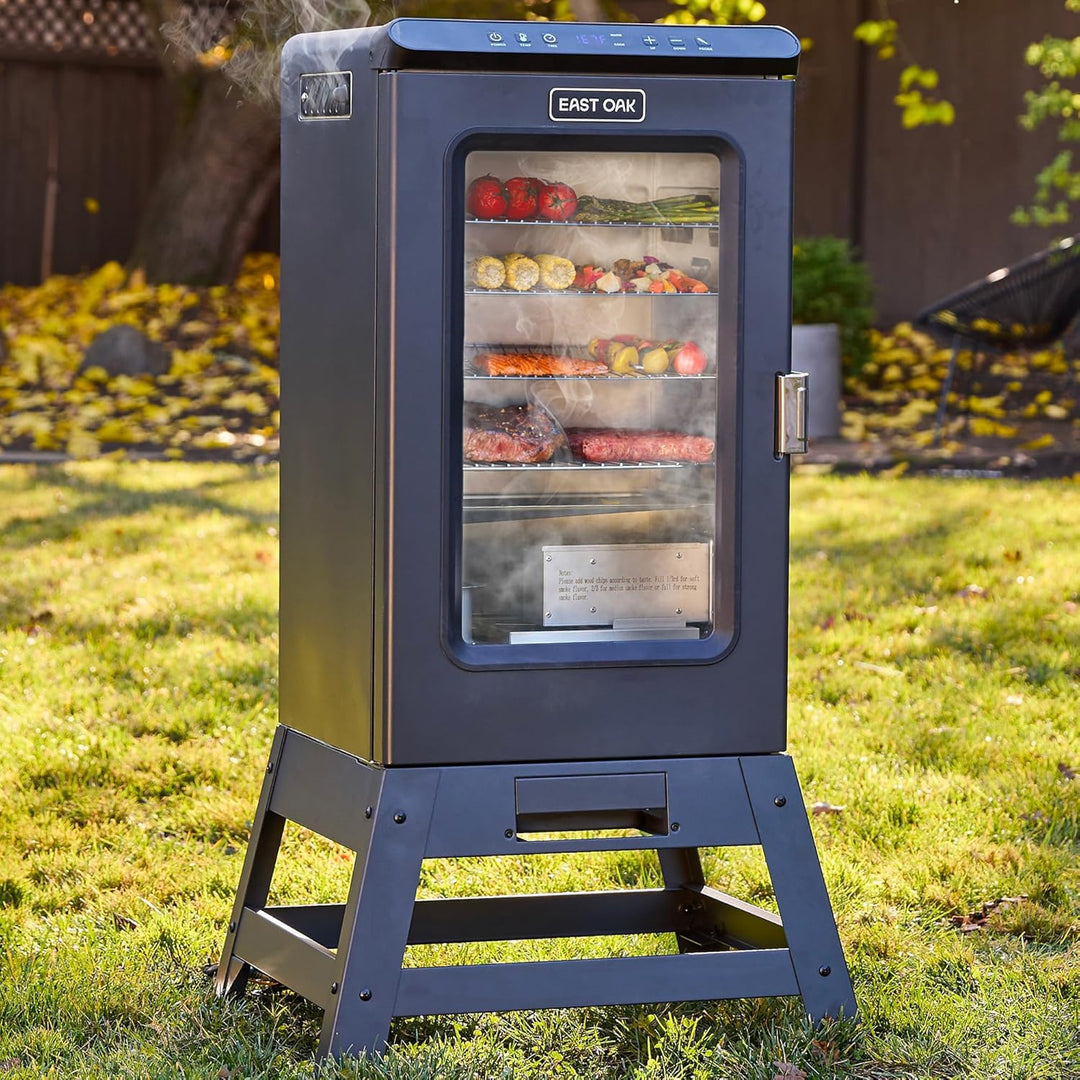 EAST OAK Ridgewood Pro 30" Electric Smoker Built-in Meat Probe & Elevated Stand for Outdoors Up to 6× Longer Smokes, Adjustable Side Chip Loader Smoke with 725 sq in Cooking Area, Night Blue Retail $269.99