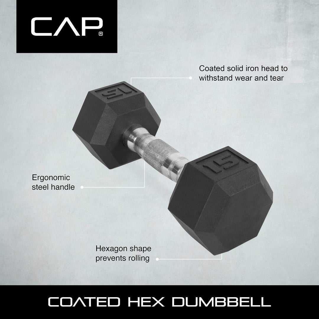 CAP Barbell Coated Hex Dumbbell with Contoured Chrome Handle, Single, 40 Pounds Retail $44.99