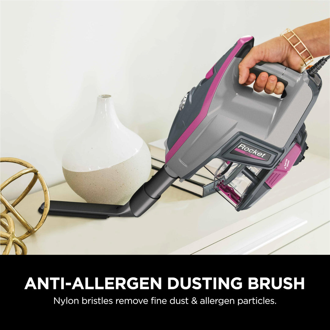 Shark HV371 Rocket Pro DLX Corded Stick, Removable Hand Vacuum, Advanced Swivel Steering, XL Cup, Crevice Tool, Upholstery Tool & Anti-Allergen Dust Brush, Fuchsia, Capacity