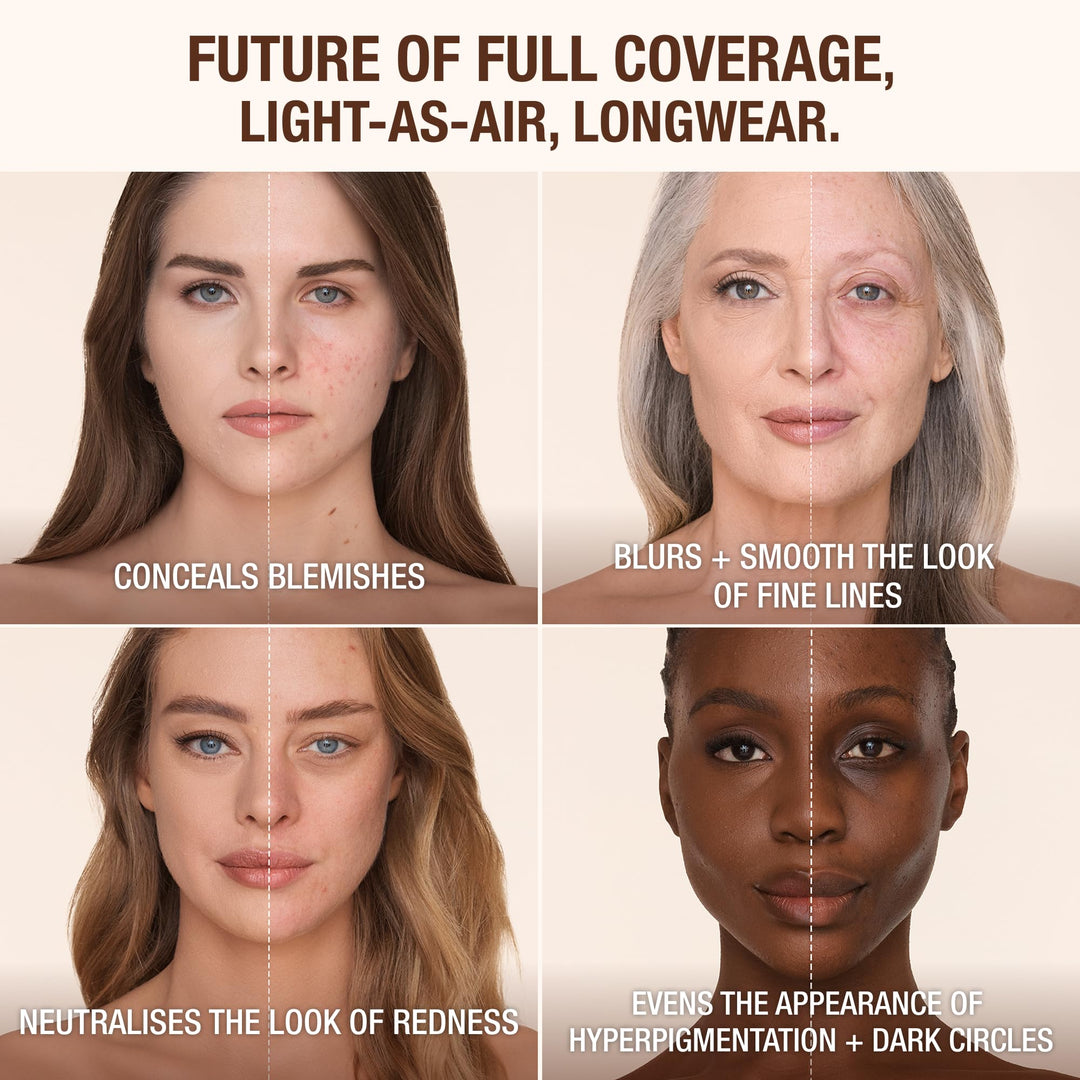 Charlotte Tilbury Airbrush Flawless Matte Foundation - Full Coverage Liquid Makeup with a Natural-Matte Finish - Smoothes & Blurs Pores - Waterproof & Transfer Resistant - 5 Warm