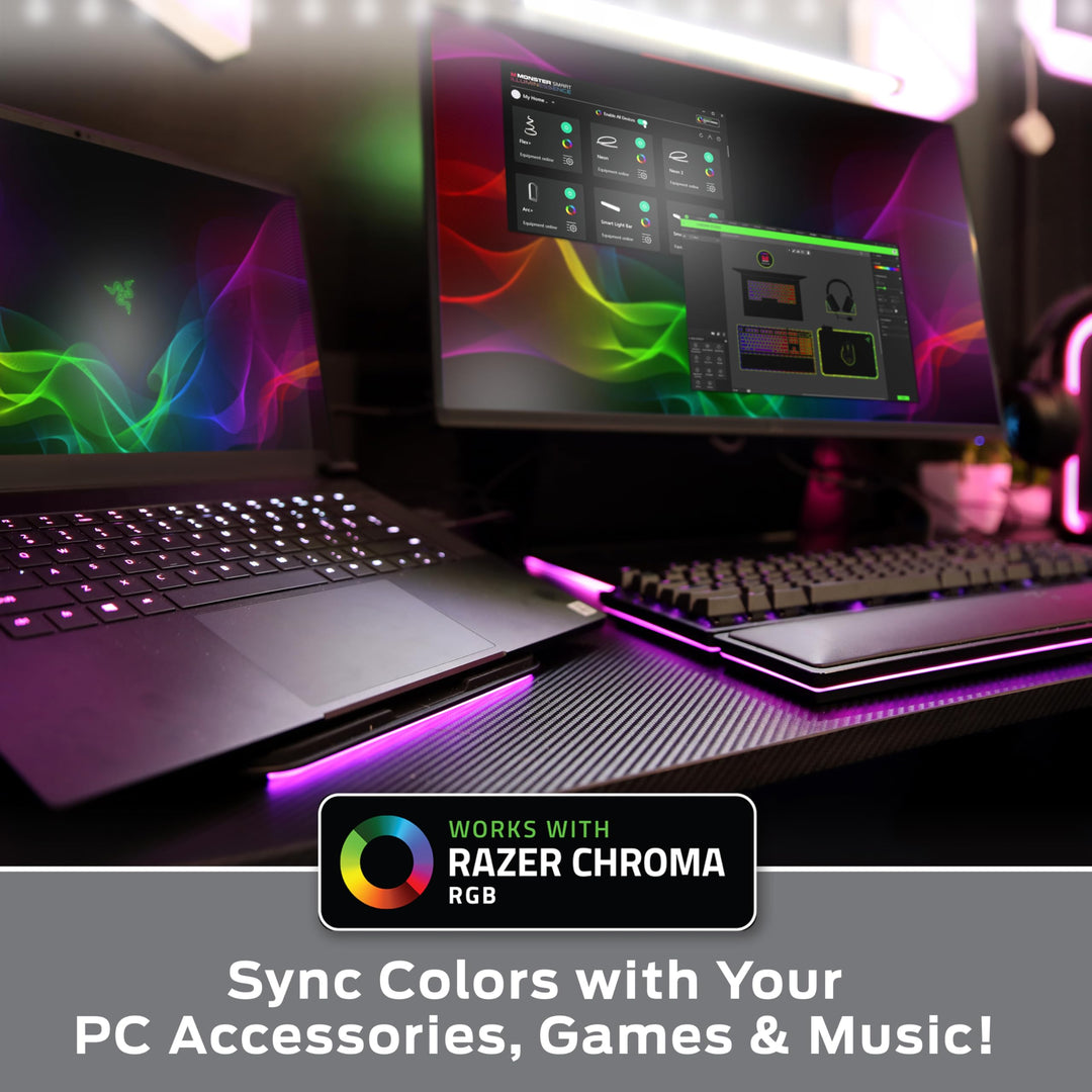 Monster Smart RGB+IC LED Strip Lights 50ft – Sound Reactive Strip Lights for Bedroom, App & Voice Control, RGB Light Strip for Room, Alexa Google Home, Razer Chroma Sync - 270 RGB+IC LED Lights Retail $29.99