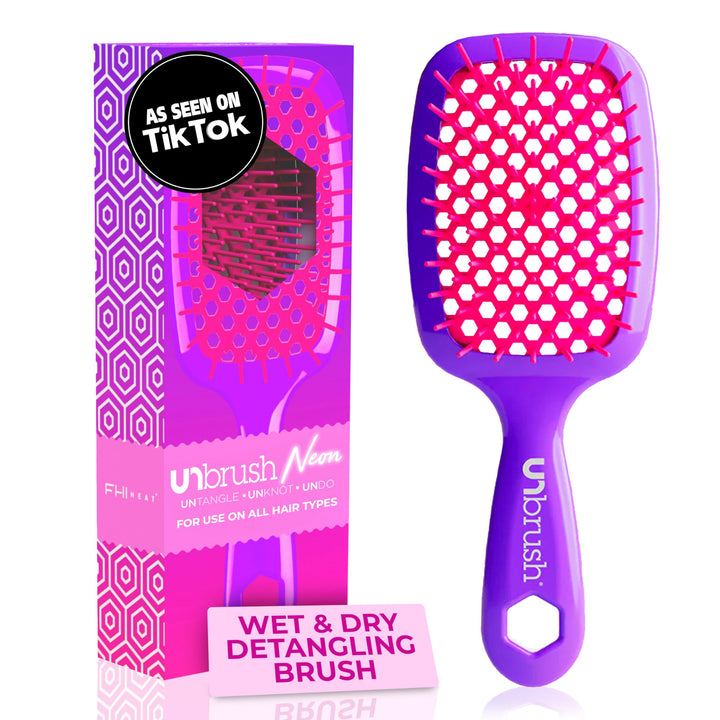 FHI Heat UNbrush Detangling Brush for Pain-Free Brushing on All Wet or Dry Hair Types Ã¢â‚¬â€ Durable DuoFlex Anti-Static Bristles, Lightweight Handle, Vented Hair Brush