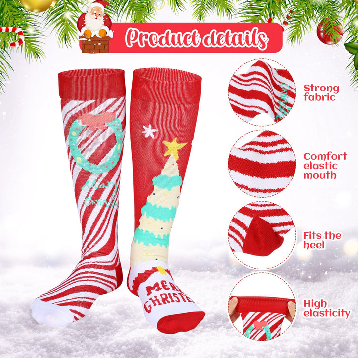 Liitrsh 30 Pairs Christmas Compression Socks for Women and Men Bulk Soft Warm Xmas Long Knee High Socks for Holiday Gifts(Dark Colors) Retail $42.75
