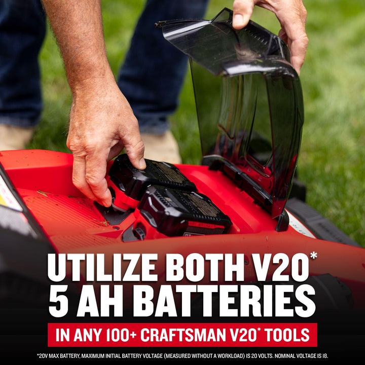 CRAFTSMAN V20 Lawn Mower, Push Mower, Lightweight and Portable, Grass Bag, Battery and Charger Included (CMCMW220P2) Retail $329.00
