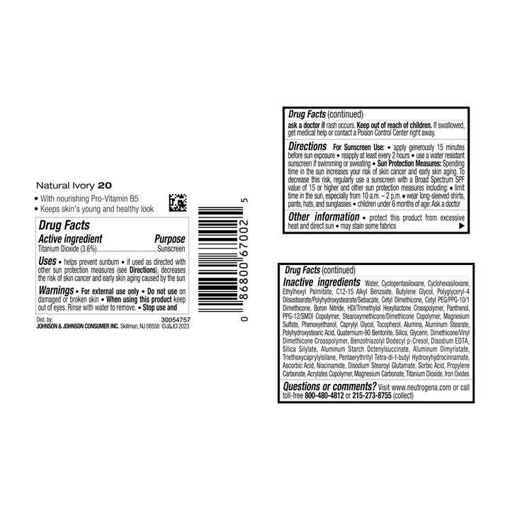 Neutrogena Healthy Skin Liquid Foundation Makeup with Broad Spectrum SPF 20 Sunscreen, Lightweight, Medium Coverage Makeup with Sunscreen and Pro-Vitamin B5, Natural Ivory 20, 1 fl. oz Retail $19.79