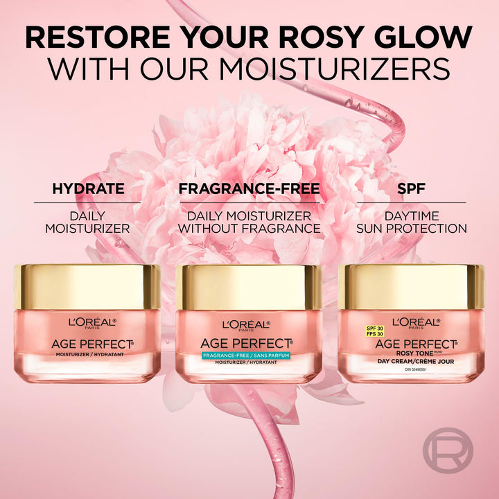 LÃ¢â‚¬â„¢Oreal Paris Age Perfect Rosy Tone Anti-Aging Face Moisturizer, Renew & Revive Healthy Tone, Fragrance Free, 1.7 oz