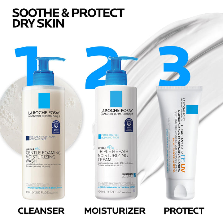 La Roche-Posay Cicaplast Balm B5 UV SPF 50, Vitamin B5 + Shea Butter + Tribioma + Madecassoside + Zinc Oxide Sunscreen, Post Treatment Skin Protectant With SPF, Multi-Purpose Cream For Dry Skin