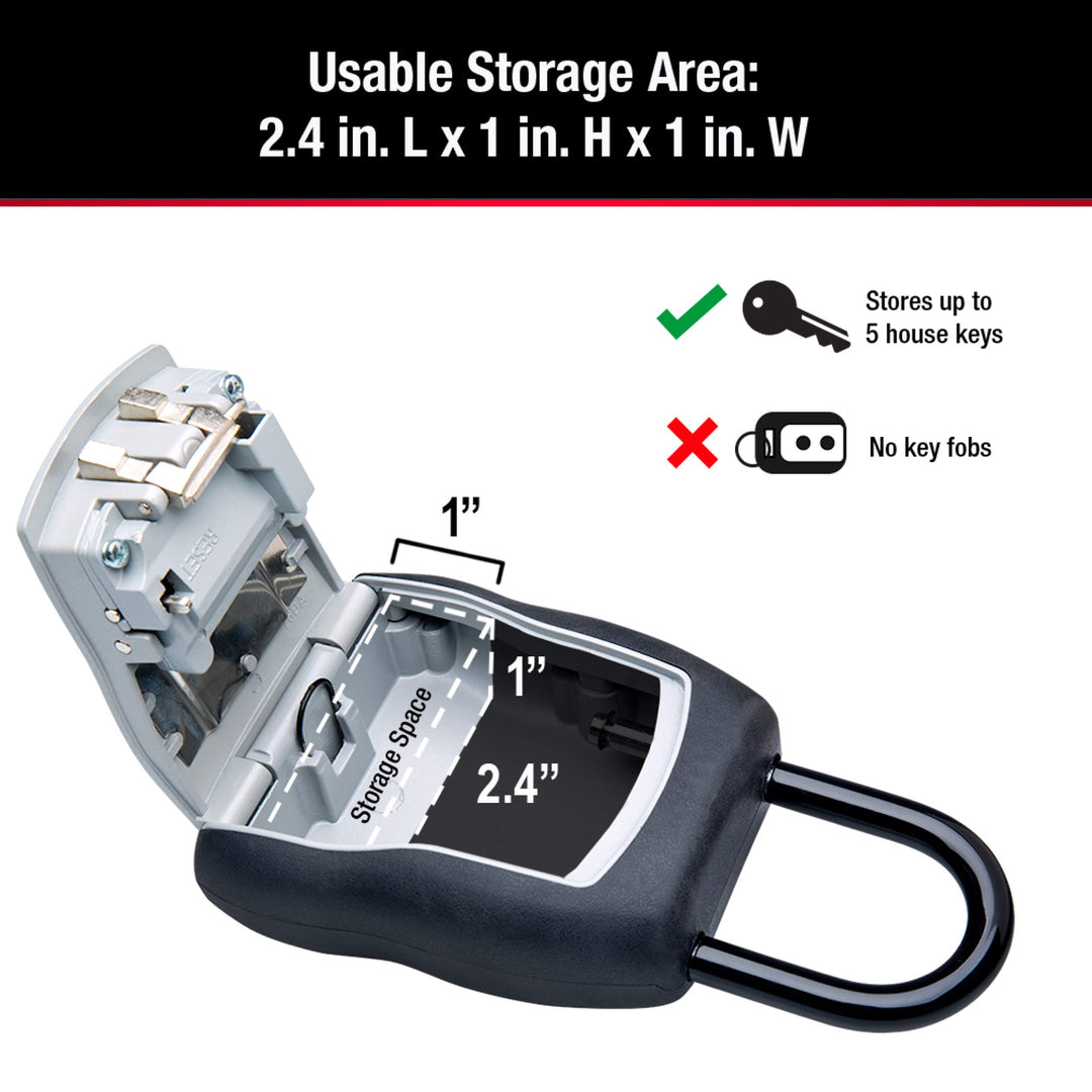 Master Lock Key Lock Box, Outdoor Lock Box for House Keys, Portable Combination Lockbox Resettable Code, 5400EC, Black Retail $31.99