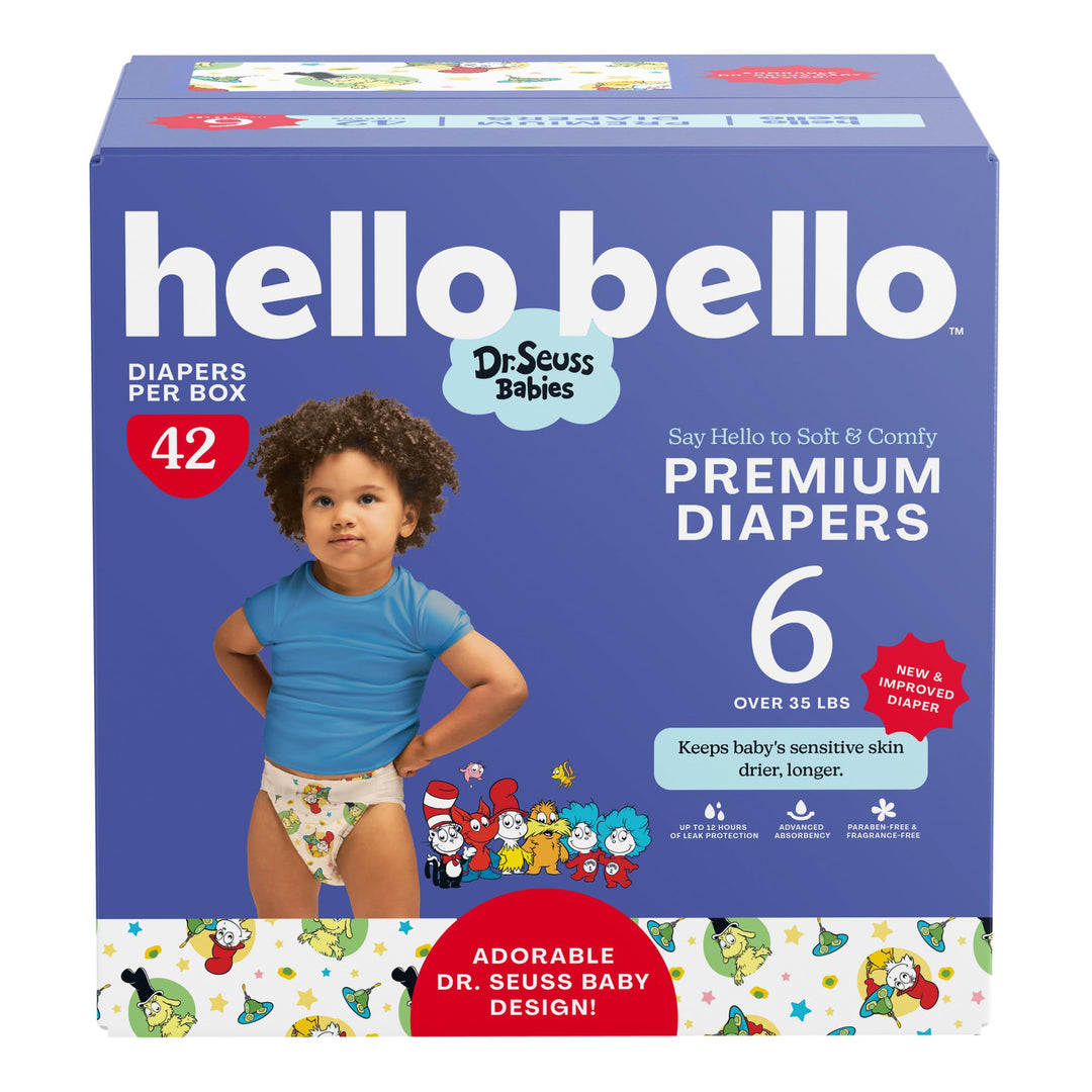 Hello Bello Dr. Seuss Babies Premium Diapers, Size 6, 42 Count: Softness & Protection for Sensitive Skin Retail $19.97