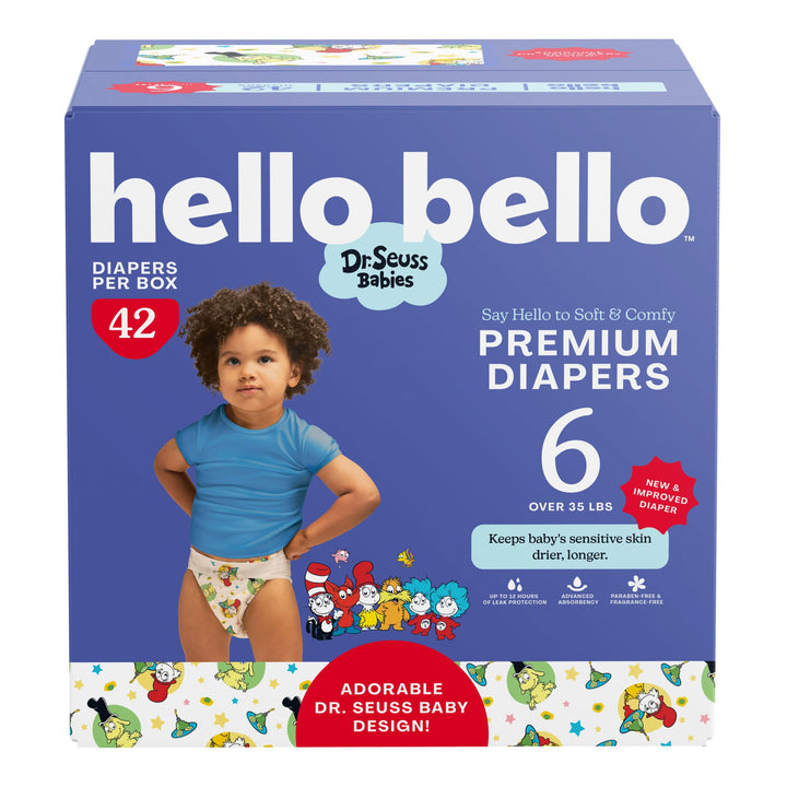 Hello Bello Dr. Seuss Babies Premium Diapers, Size 6, 42 Count: Softness & Protection for Sensitive Skin Retail $19.97