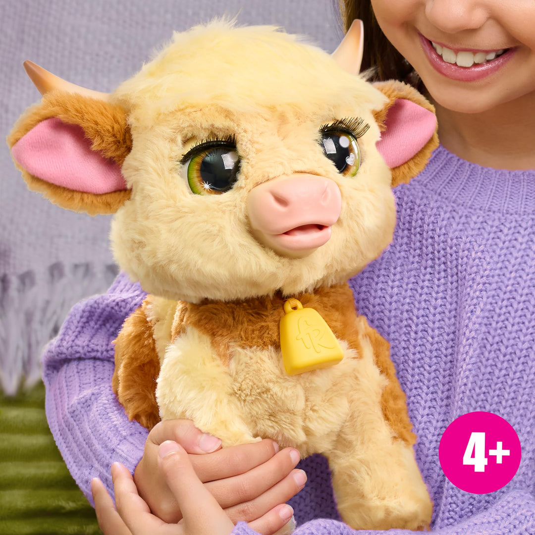 FurReal Maggie The Feed & Follow Cow, 11 Inch Interactive Highland Mini Cow, for Boys and Girls, Ages 4 and up Retail $45.99