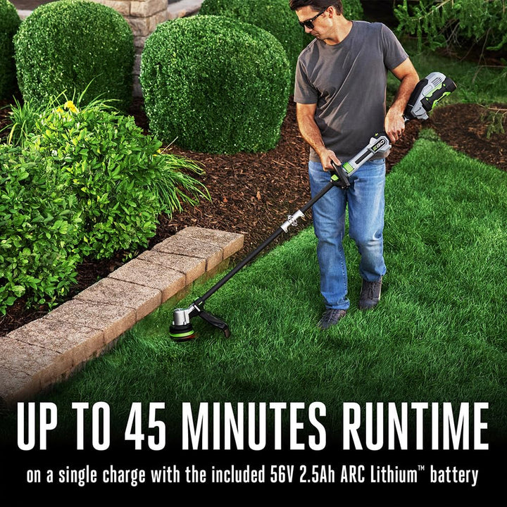 EGO Power+ String Trimmer, Battery Powered, 16" Trimmer for Weeds and Grass with POWERLOAD, Telescopic Carbon Fiber Shaft, Includes 56V 2.5Ah Battery and Charger - ST1611T Retail $279.99