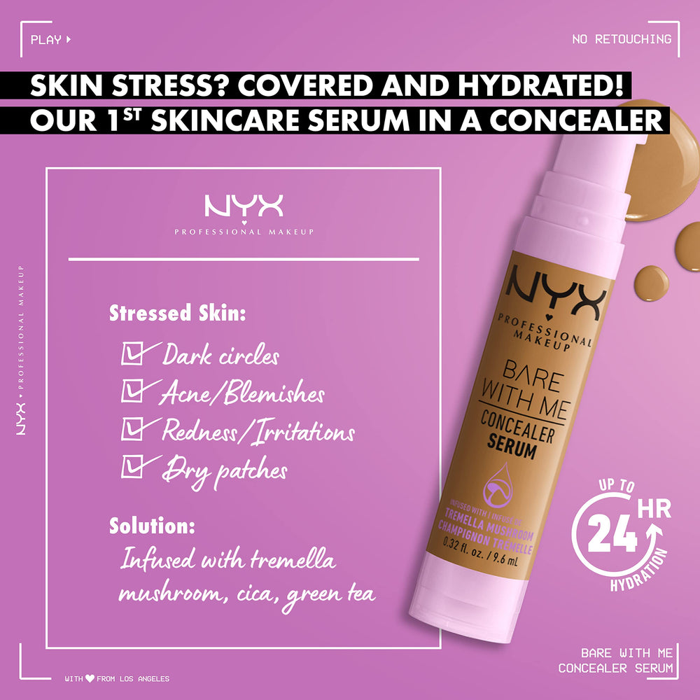 NYX PROFESSIONAL MAKEUP Bare With Me Concealer Serum, Concealer Makeup For Up To 24Hr Hydration - Deep Golden Retail $12.00
