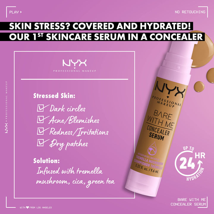 NYX PROFESSIONAL MAKEUP Bare With Me Concealer Serum, Concealer Makeup For Up To 24Hr Hydration - Deep Golden Retail $12.00