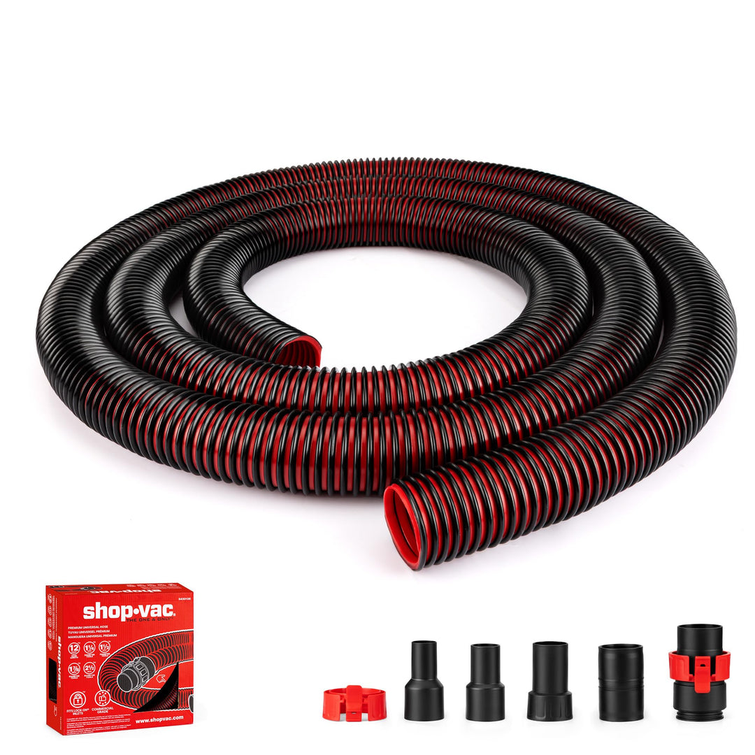 Shop-Vac Premium Universal Hose Plastic 12'X 1-7/8", Replacement Hose Compatible with Rigid, Dewalt, Husky, Craftsman, Bauer, Masterforce Vacuum Cleaners Retail $54.98