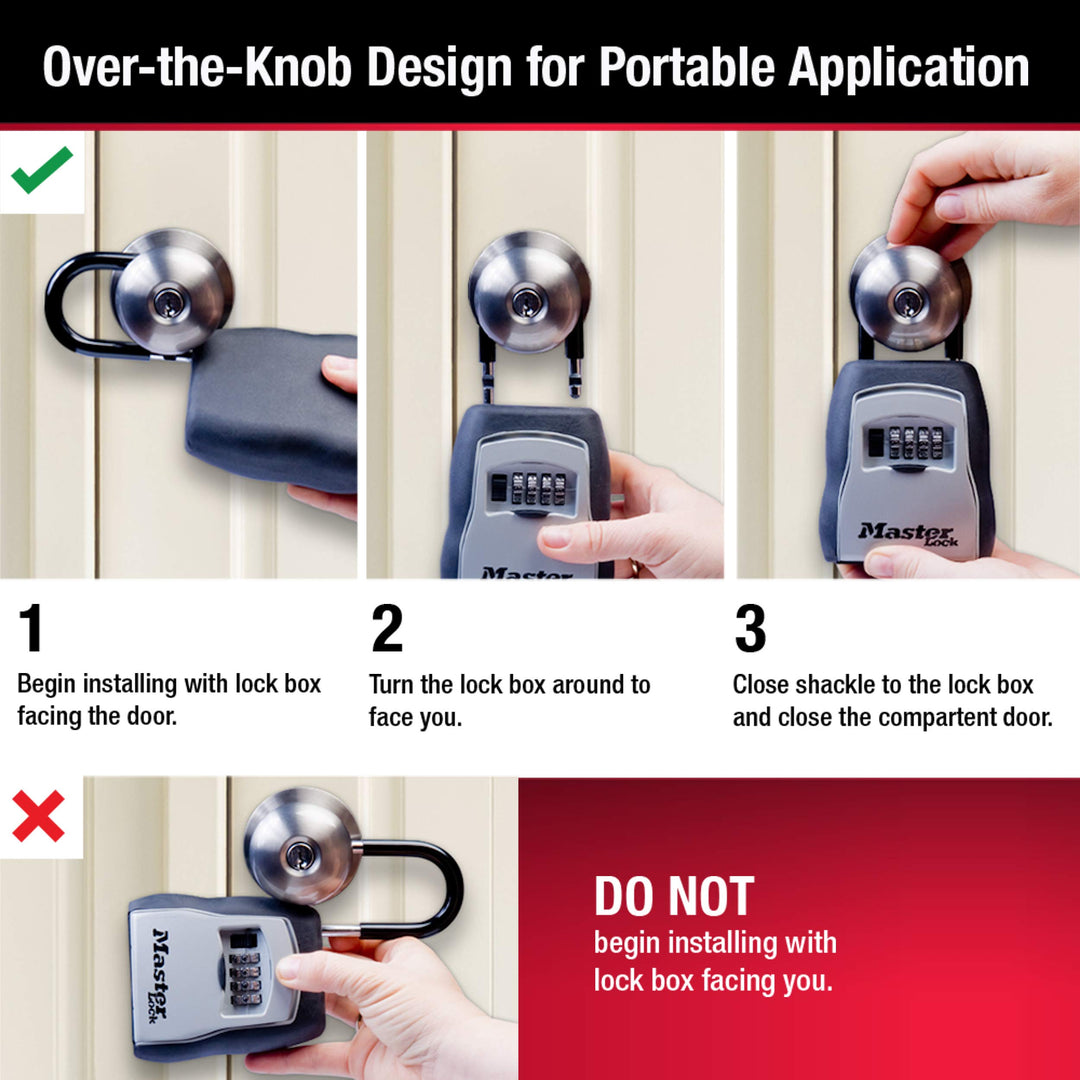 Master Lock Key Lock Box, Outdoor Lock Box for House Keys, Portable Combination Lockbox Resettable Code, 5400EC, Black Retail $31.99
