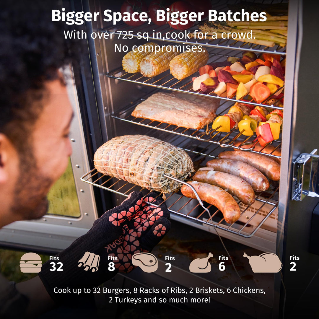EAST OAK Ridgewood Pro 30" Electric Smoker Built-in Meat Probe & Elevated Stand for Outdoors Up to 6× Longer Smokes, Adjustable Side Chip Loader Smoke with 725 sq in Cooking Area, Night Blue Retail $269.99