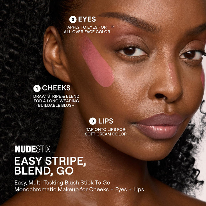 Nudestix Nudies Bloom All Over Dewy Color – 3-in-1 Cream Blush Stick for Cheeks, Eyes & Lips with Built-In Brush | Sheer, Glossy Finish | Vegan, Long-Wear, Multi-Use Makeup (Sweet Peach Peony) Retail $35.00