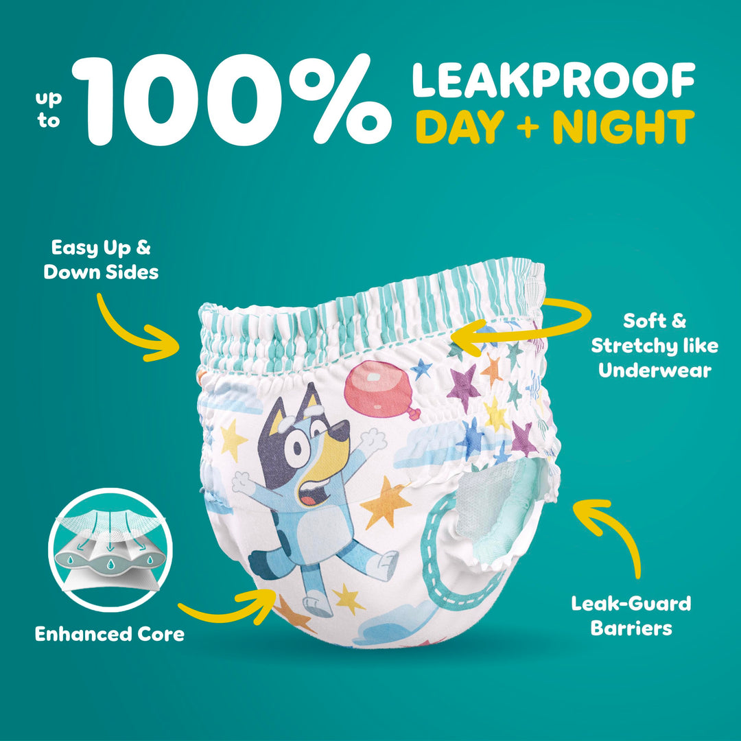 Easy Ups Girls & Boys Potty Training Pants, Size 6T-7T, 70 Count, Bluey Absorbent Training Underwear, Up to 100% Leakproof Day and Night, Hypoallergenic (Packaging May Vary) Retail $49.20