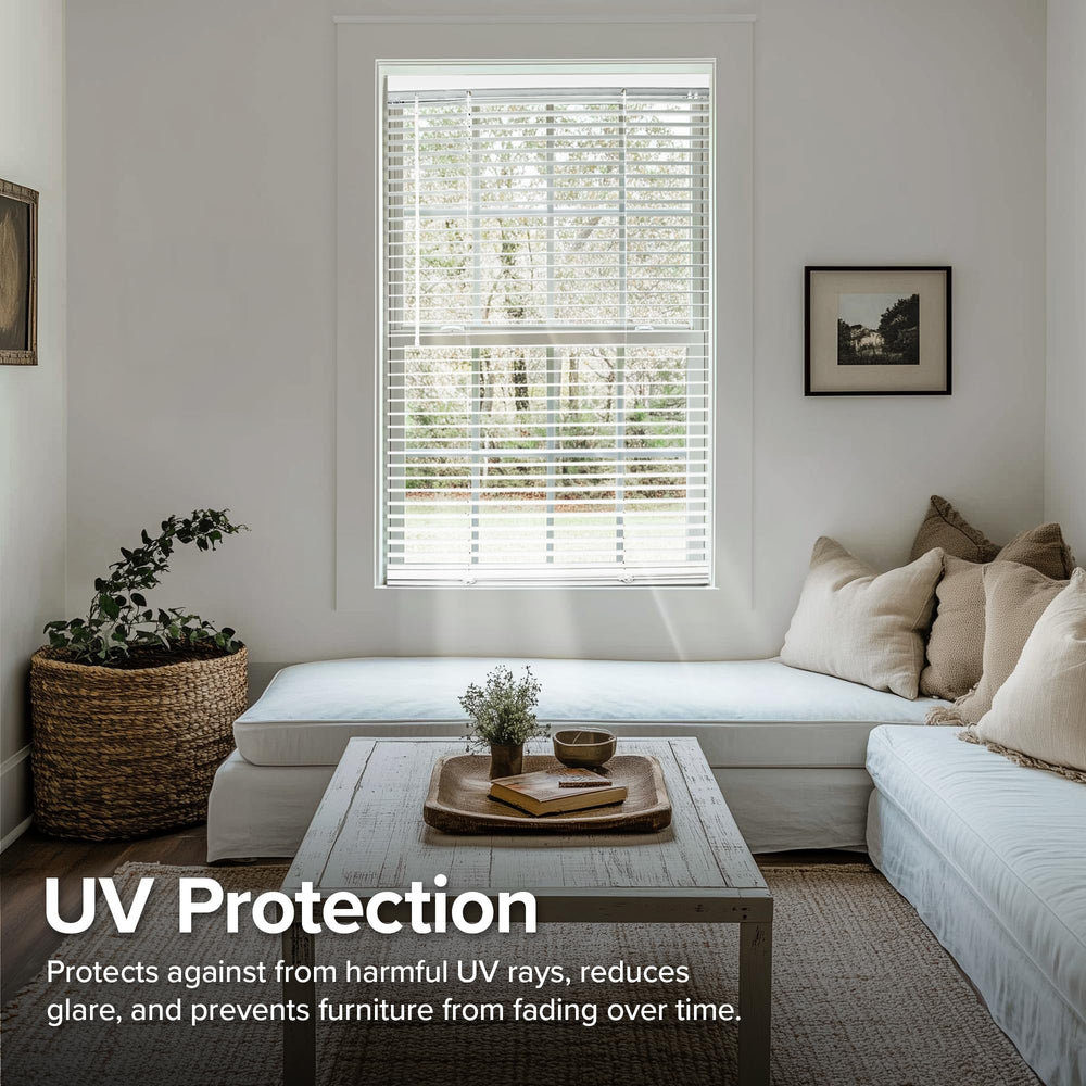 CHICOLOGY Cordless Mini Blinds, 1 Inch Vinyl Window Blinds, Room Darkening & Privacy, Easy Install with Adhesive Brackets, Child Safe, for Windows, Doors & Campers, Midnight White,46" W x 48" H Retail $23.99