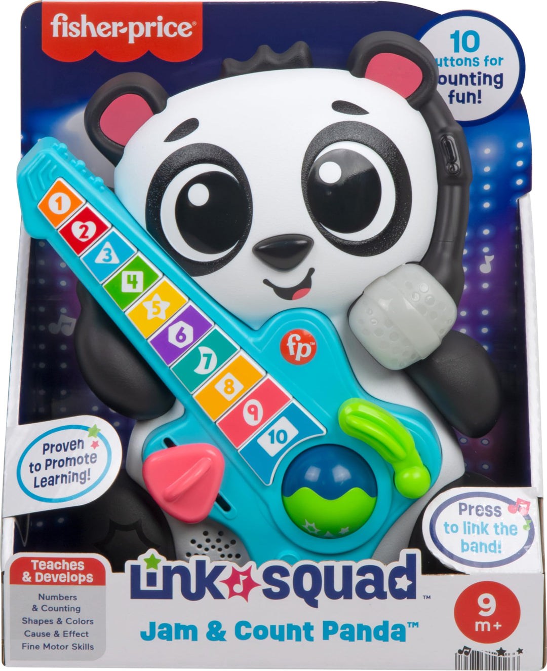 Fisher-Price Baby Learning Toy Link Squad Jam & Count Panda with Music & Lights for Ages 9+ Months, Compatible Only with Link Squad Items Retail $21.59