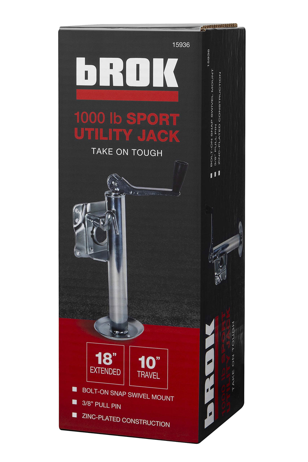 bROK Products 15936 Side Mount Top Wind Trailer Jack with Footplate - 1000 lb, Silver Retail $80.99