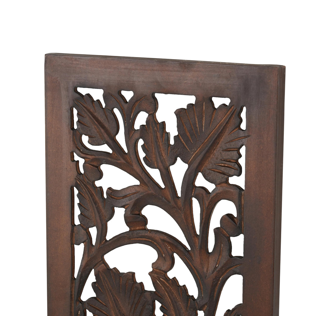 Deco 79 Wooden Floral Handmade Home Wall Decor Intricately Carved Acanthus Wall Sculpture, Wall Art 12" x 1" x 36", Brown Retail $31.49