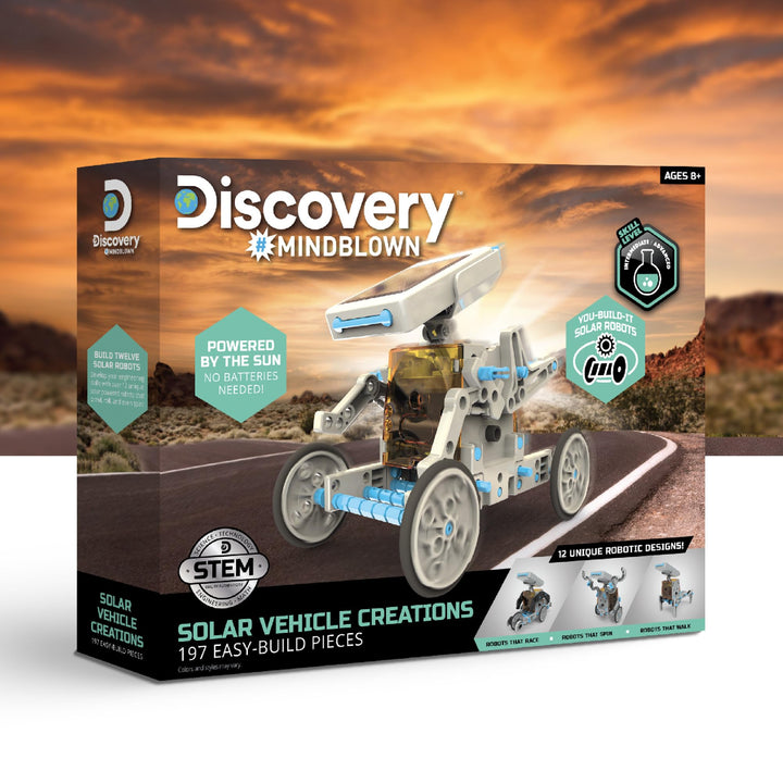Discovery #Mindblown Solar Vehicle Creations 197 Easy-Build Pieces, Solar Robots, Powered by The Sun, STEM Science Technology Engineering Math Set, for Ages 8+, Vary Retail $14.99