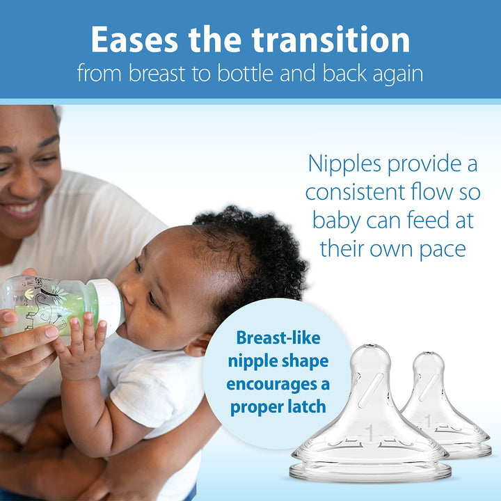 Dr. Brown's Anti-Colic Options+ Wide-Neck Baby Bottle Designer Edition Bottles, Jungle Decos, 5 oz/150 mL, Level 1 Nipple, 0m+, 2-Pack