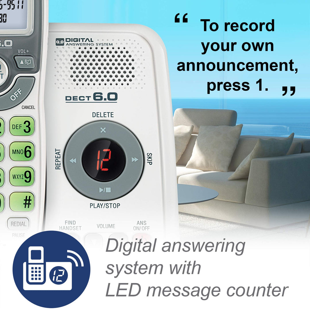 VTech CS6124 DECT 6.0 Cordless Phone with Answering System and Caller ID/Call Waiting, White with 1 Handset Retail $27.84