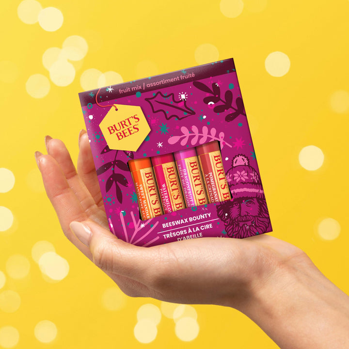 Burt's Bees Lip Balm Gift Set, Beeswax Bounty Fruit Mix, Perfect Lip Balms for Gift Baskets, 4-Pack, 0.15 oz.