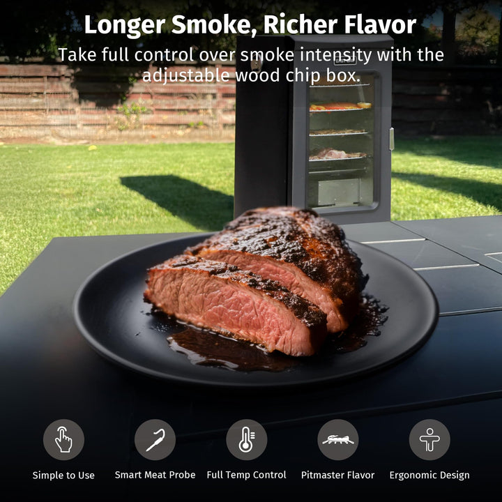 EAST OAK Ridgewood Pro 30" Electric Smoker Built-in Meat Probe & Elevated Stand for Outdoors Up to 6× Longer Smokes, Adjustable Side Chip Loader Smoke with 725 sq in Cooking Area, Night Blue Retail $269.99