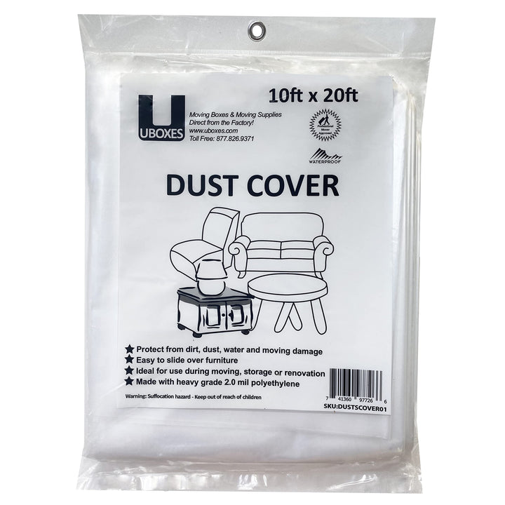 Uboxes Furniture Covers protect your furniture with our versatile 10' x 20' dust cover, Clear