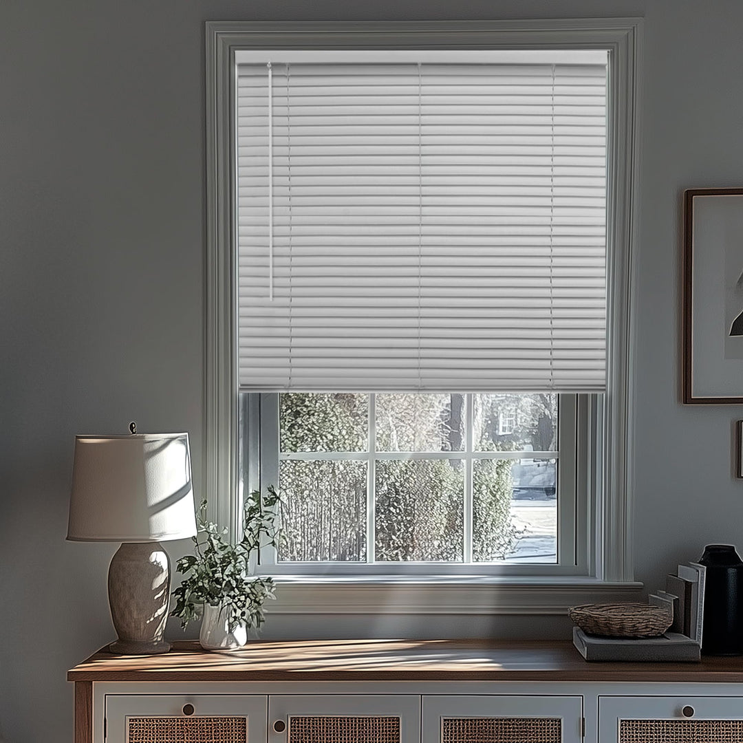 CHICOLOGY Blinds for Windows, Mini Blinds, Window Blinds, Door Blinds, Blinds & Shades, Camper Blinds, Mini Blinds for Windows, Horizontal Window Blinds, Midnight White (Blackout), 23" W X 36" H