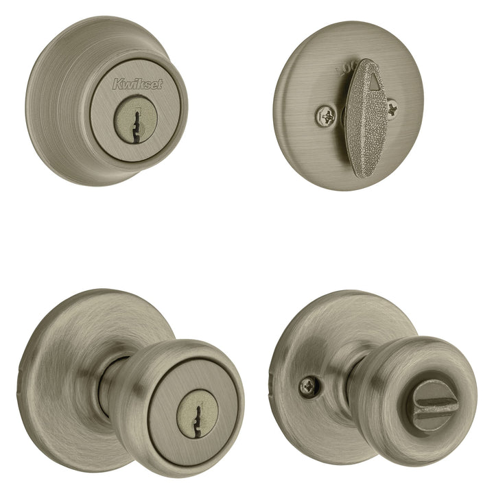 Kwikset 690 Tylo Entry Knob and Single Cylinder Deadbolt Combo 6-Pack, Antique Brass Retail $32.99