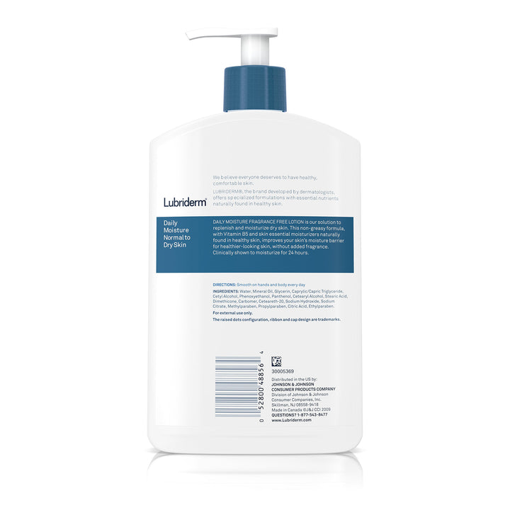 Lubriderm Daily Moisture Lotion, Fragrance-Free, 16 Fl. Oz (Pack of 6)