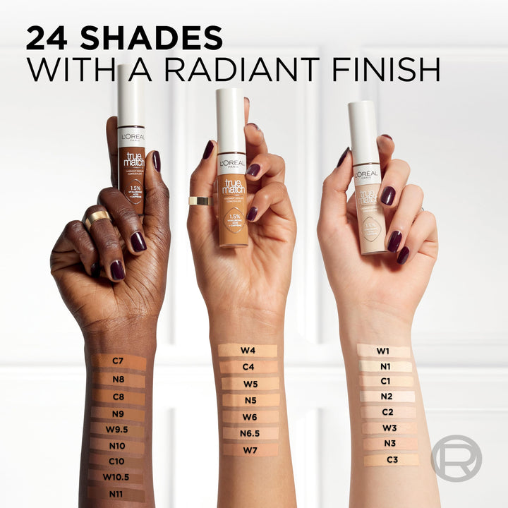 L'Oreal Paris True Match Radiant Serum Concealer, Brightening Under Eye Concealer Make Up with 1.5% Hyaluronic Acid and Caffeine, N5, 0.33 Oz