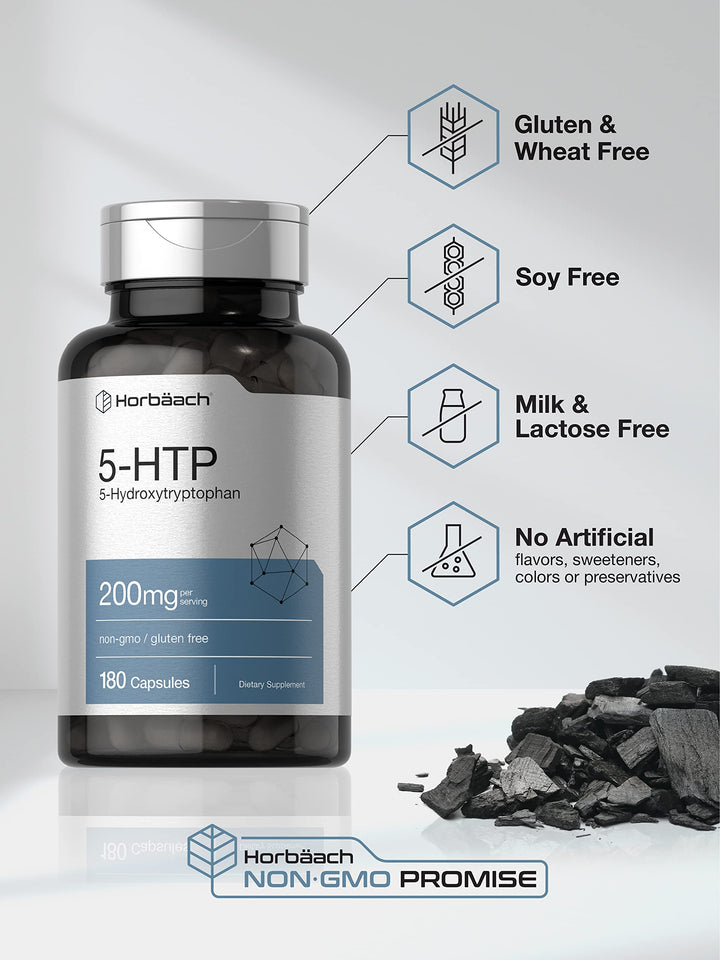 HorbÃƒÂ¤ach 5HTP 200mg Supplement | 180 Capsules | 5 Hydroxytryptophan | Griffonia Simplicifolia | Extra Strength | Non-GMO, Gluten Free