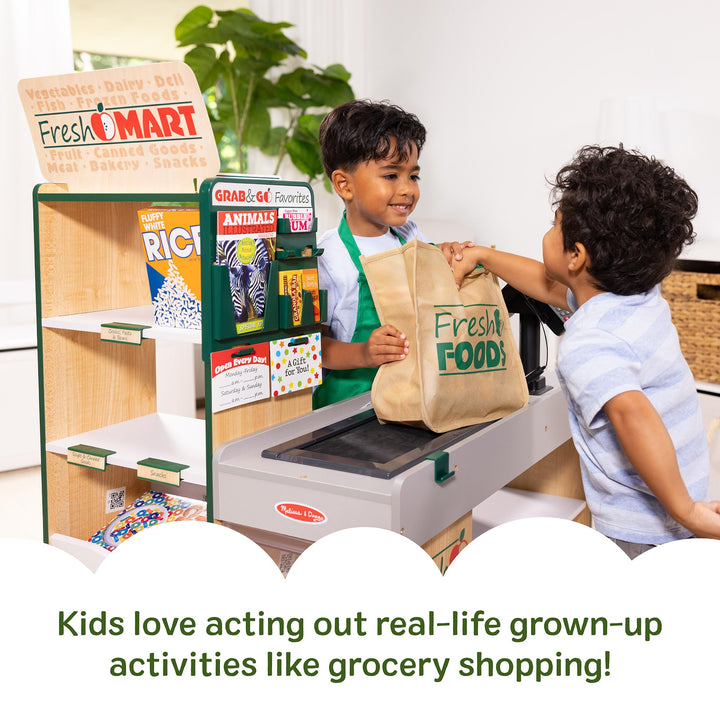 Melissa & Doug, Fresh Mart Pretend Grocery Store, Kids Cash Register with Scanner, Shelves, & Conveyor Belt, Kids Toys for Girls & Boys Retail $159.00