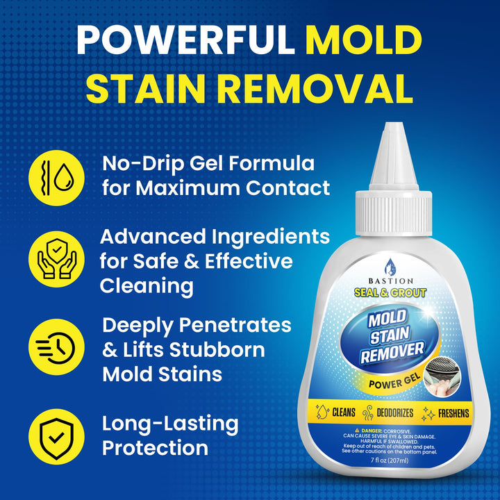 Bastion Mold Stain Remover Power Gel Cleaner Heavy Duty Cleaning Solution for Front Loader Washing Machine Seal, Bathroom Grout, Shower, Caulk (7 fl oz) Retail $14.95