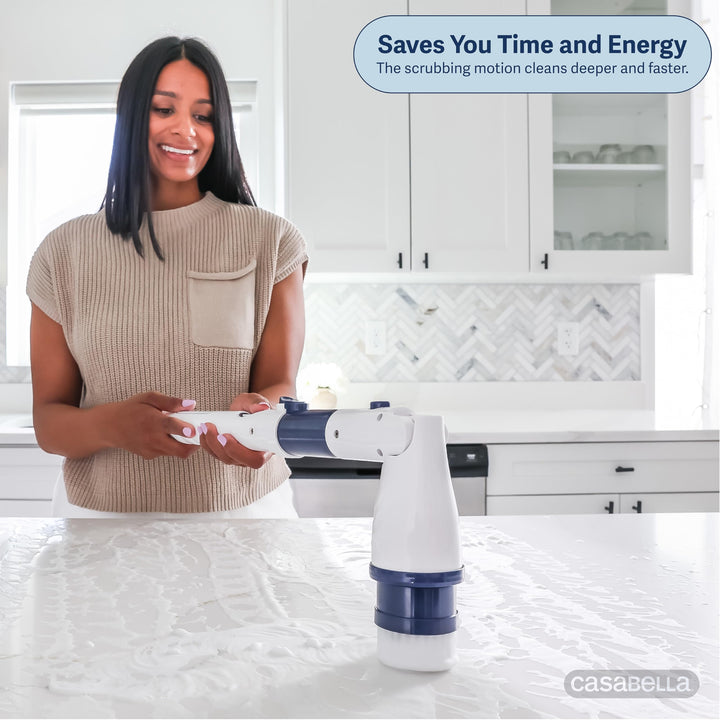 Casabella Power Spin Scrubber, Extendable to 47.5” – Cordless Electric Cleaner for Shower, Kitchen, Bathroom, Tile, Tub, Car, Deck - Rechargeable Spin Brush with Adjustable Brush Head & 4 Attachments Retail $49.99