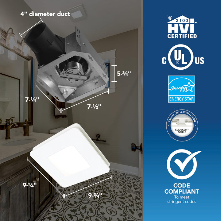 Broan-NuTone Bathroom Exhaust Fan with LED Light – Easy Retrofit Without Attic Access, Quiet 0.9 Sones, Effective Ventilation at 60 CFM ENERGY STAR Certified Moisture and Odor Control Retail $82.00