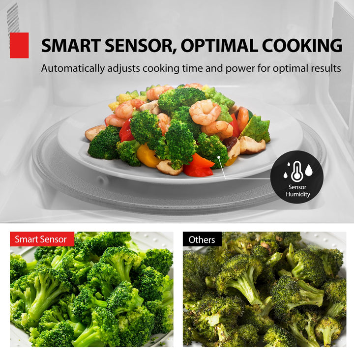 TOSHIBA EM131A5C-SS Countertop Microwave Ovens 1.2 Cu Ft with 12.4" Removable Turntable Smart Humidity Sensor, 12 Auto Menus Mute Function ECO Mode Easy Clean Interior, 1000W, Silver