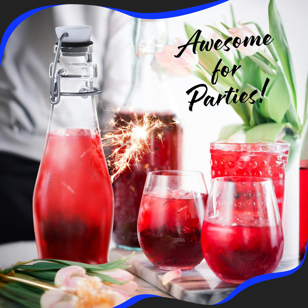 Nevlers 8.5 Oz Teardrop Swing Top Glass Bottles with Lids | Flip Top Glass Bottle with Stopper 12 Pack | 250mL Syrup Bottle | Resealable Bottles with Stoppers for Homemade Drinks, Juices & Beverages