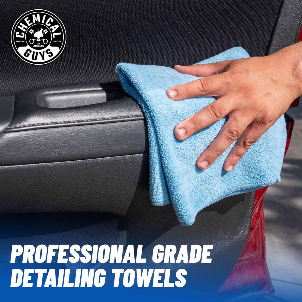 Chemical Guys MICBLUE03 Workhorse Professional Microfiber Towel, Blue (Safe for Car Wash, Home Cleaning & Pet Drying Cloths) 16" x 16", Pack of 3 Retail $9.99