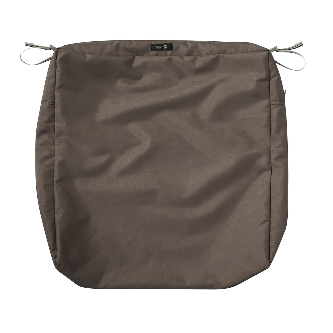 Classic Accessories Ravenna Water-Resistant 23 x 23 x 5 Inch Square Outdoor Seat Cushion Slip Cover, Patio Furniture Chair Cushion Cover, Mushroom, Patio Furniture Cushion Covers Retail $31.99