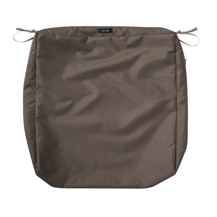 Classic Accessories Ravenna Water-Resistant 23 x 23 x 5 Inch Square Outdoor Seat Cushion Slip Cover, Patio Furniture Chair Cushion Cover, Mushroom, Patio Furniture Cushion Covers Retail $31.99