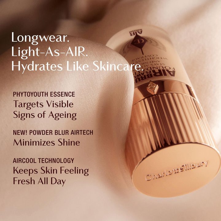 Charlotte Tilbury Airbrush Flawless Matte Foundation - Full Coverage Liquid Makeup with a Natural-Matte Finish - Smoothes & Blurs Pores - Waterproof & Transfer Resistant - 5 Warm